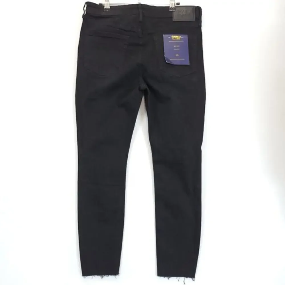 Cavalli Class Black Mid Rise‎ Jeans Ultra Slim Women 30 Distressed Raw Hem Edgy